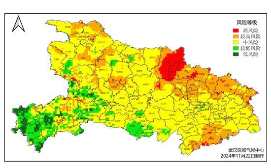 11月25-27日湖北省冷空气人体健康风险等级