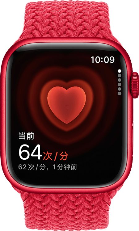 Apple Watch 上显示心率为每分钟心跳 54 次。