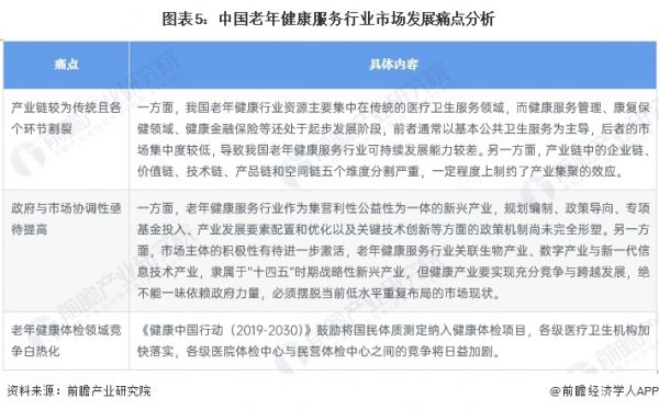 图表5：中国老年健康服务行业市场发展痛点分析