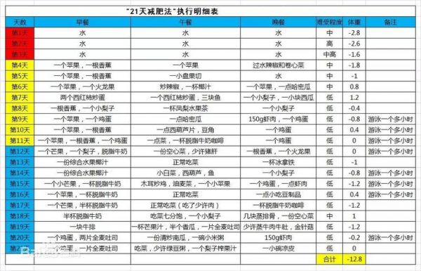 健身房減脂飲食計劃表