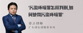 "污染環(huán)境罪怎樣判刑,如何處罰污染環(huán)境罪"