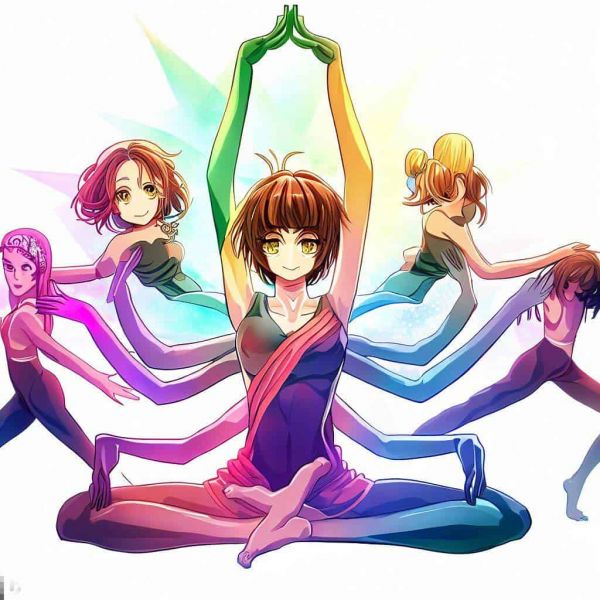 阿斯湯加瑜伽八肢的動漫插圖