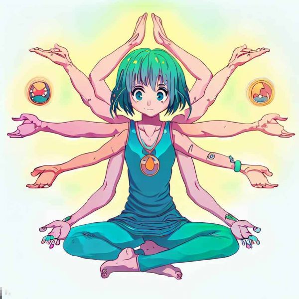 阿斯湯加瑜伽八肢的動漫插圖