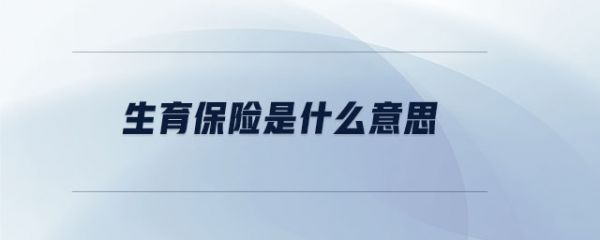 生育保险是什么意思