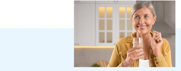 grandma getting ready to take vitamins