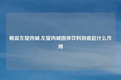 畅宜左旋肉碱,左旋肉碱固体饮料到底起什么作用