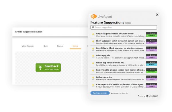 客户反馈和建议功能——LiveAgent