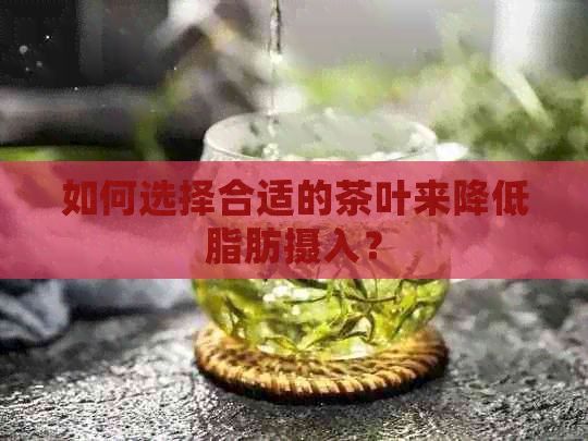 如何選擇合適的茶葉來降低脂肪攝入？
