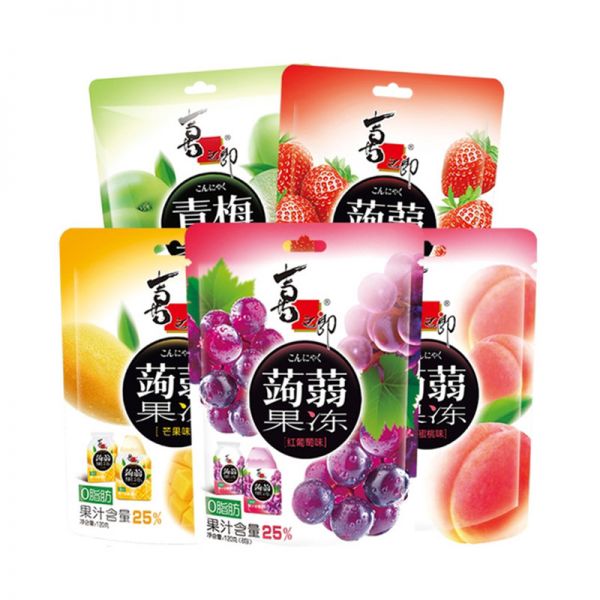 【热销款】喜之郎蒟蒻果冻葡萄青梅120g*5袋