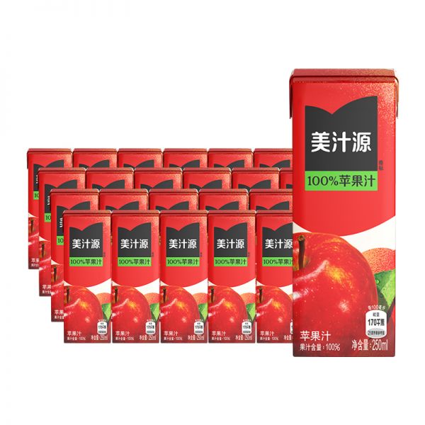 250mlX24盒！可口可乐美汁源100.00%苹果汁