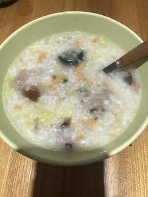 一粥兩喝無雞精健康版(皮蛋瘦肉粥2碗+素食蔬菜粥1碗)的做法 步驟7