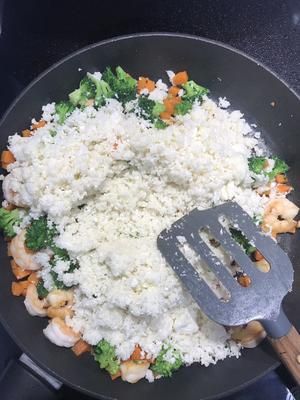 高纖維少油高蛋白“炒飯”(3人份量)的做法 步驟4