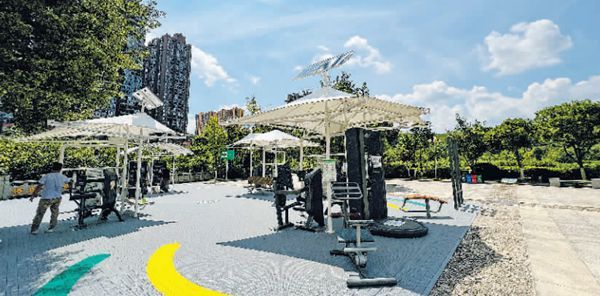 梯青塔濕地公園的智能健身驛站。