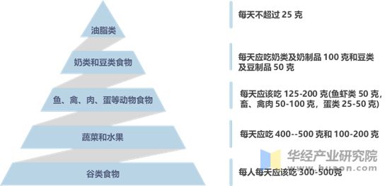 中國居民膳食指南及平衡膳食寶塔示意圖