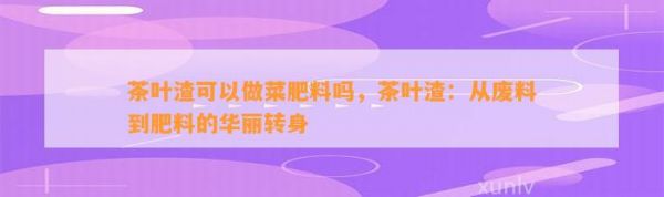 茶葉渣可以做菜肥料嗎，茶葉渣：從廢料到肥料的華麗轉(zhuǎn)身