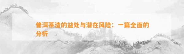 普洱茶渣的益处与潜在风险：一篇全面的分析