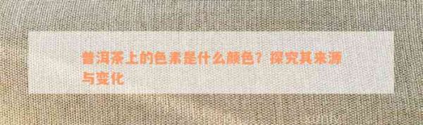 普洱茶上的色素是什么顏色？探究其來源與變化