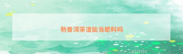 熟普洱茶渣能當(dāng)肥料嗎