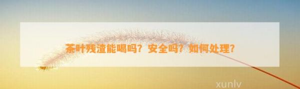 茶叶残渣能喝吗？安全吗？如何处理？