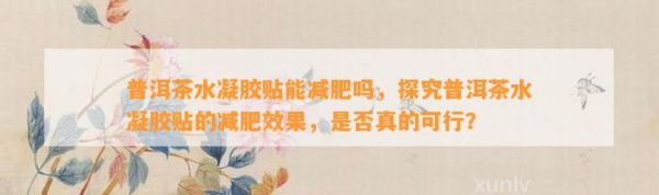 普洱茶水凝膠貼能減肥嗎，探究普洱茶水凝膠貼的減肥效果，是不是真的可行？
