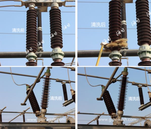 電瓷瓶清洗前后效果對(duì)比