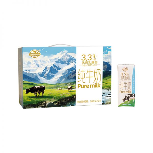 貓超！莊園牧場3.3g純牛奶200ml*24盒