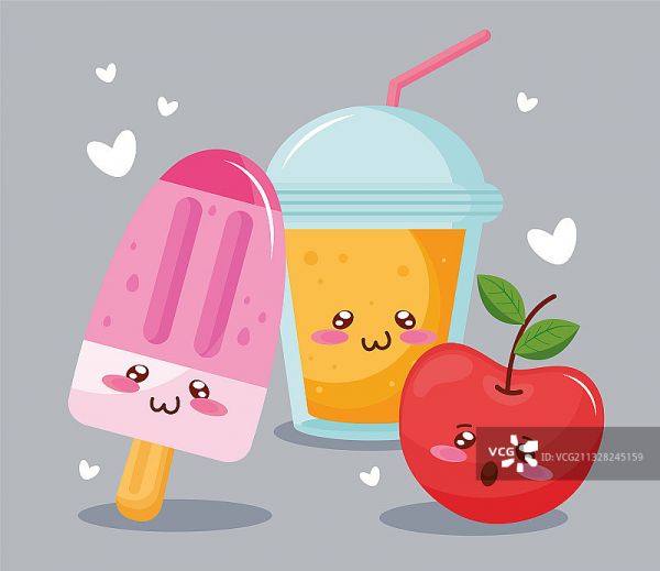冰淇淋，果汁，水果和蘋果類食品圖片素材