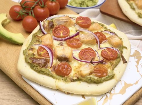 [簡易食譜] 牛油果芝士三文魚番茄 Pizza 氣炸鍋食譜