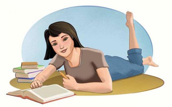 青少年学生的女孩做作业.jpg