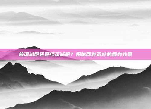 普洱減肥還是綠茶減肥？揭秘兩種茶葉的瘦身效果