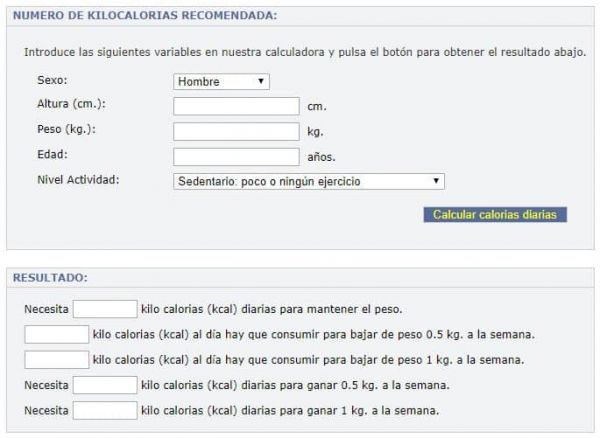 Una calculadora para averiguar las calorías diarias