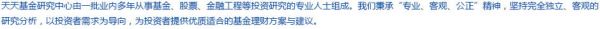 天天基金研究中心由一批業(yè)內(nèi)多年從事基金、股票、金融工程等投資研究的專(zhuān)業(yè)人士組成。我們秉承“專(zhuān)業(yè)、客觀、公正”精神，堅(jiān)持完全獨(dú)立、客觀的研究分析，以投資者需求為導(dǎo)向，為投資者提供優(yōu)質(zhì)適合的基金理財(cái)方案與建議。