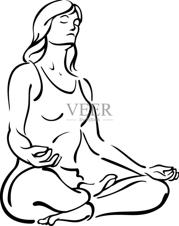 女性瑜伽蹲式艺术插画图片素材