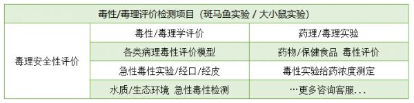 毒性實驗評價檢測項目