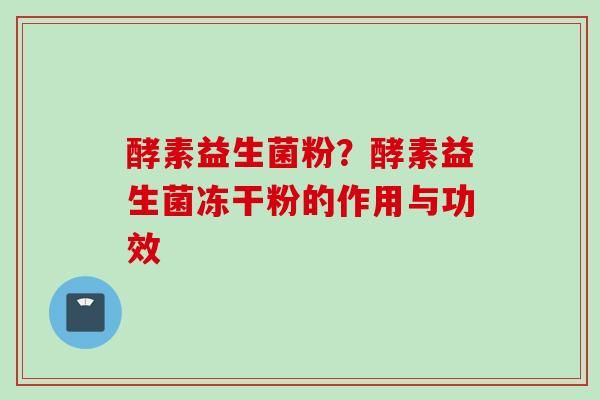 酵素益生菌粉？酵素益生菌凍干粉的作用與功效