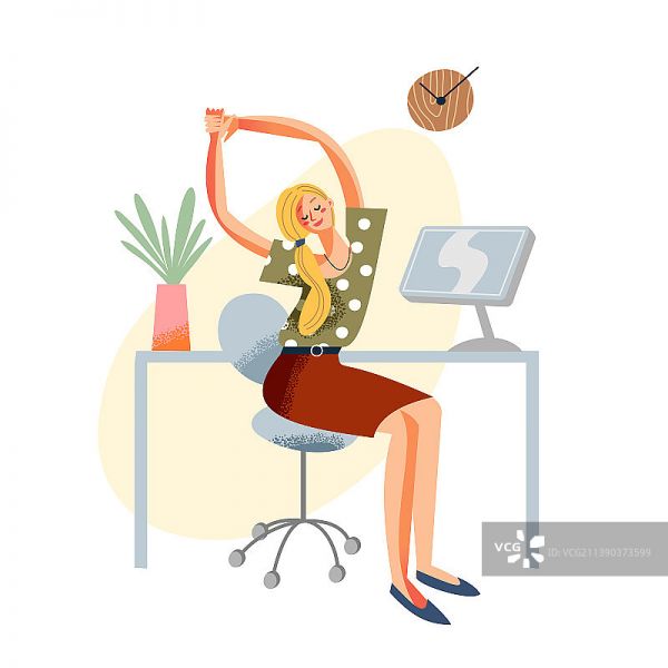辦公室每日鍛煉身體健康的年輕女性圖片素材
