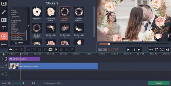 Movavi Slideshow Maker 婚禮幻燈片