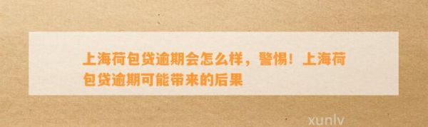 上海荷包貸逾期會(huì)怎么樣，警惕！上海荷包貸逾期可能帶來的后果