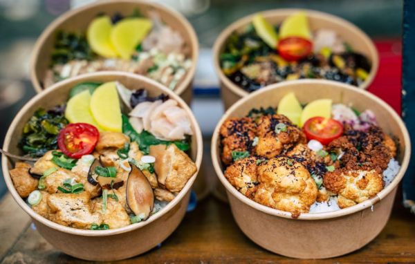 street food take away for sale at market, london