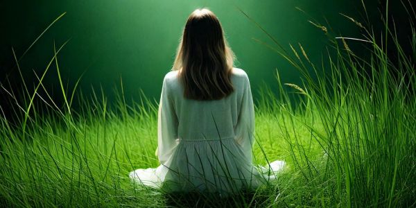This image beautifully captures the tranquil and meditative essence of connecting with nature.