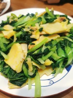 時(shí)令菜：塔菜炒冬筍的做法 步驟3