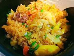 電飯煲版??超好吃春筍臘腸燜飯的做法 步驟7
