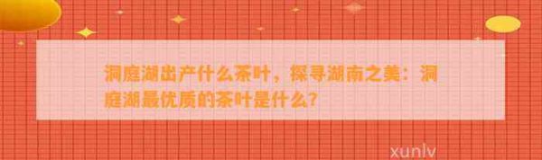 洞庭湖出產(chǎn)什么茶葉，探尋湖南之美：洞庭湖更優(yōu)質(zhì)的茶葉是什么？