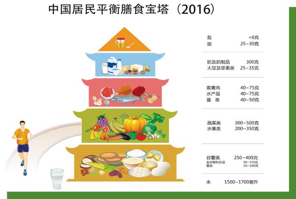 中国居民平衡膳食宝塔（2016）