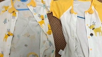 舒貝怡2件裝嬰兒衣服夏季薄款新生兒連體衣短袖哈衣兒童爬服黃色73CM