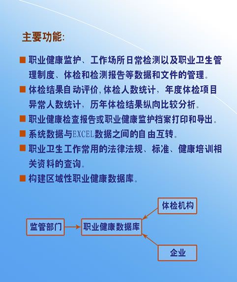 企業(yè)職業(yè)健康監(jiān)護(hù)管理軟件系統(tǒng)