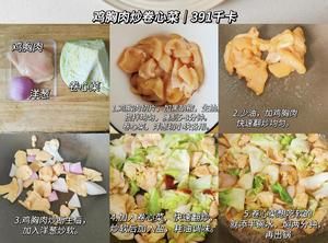 減脂午餐|卷心菜炒雞胸肉|391千卡的做法 步驟2