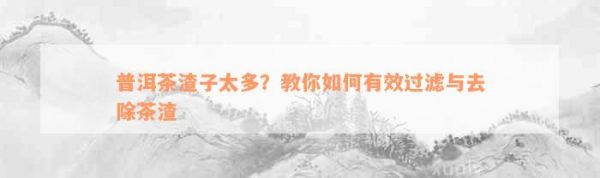 普洱茶渣子太多？教你如何有效過(guò)濾與去除茶渣
