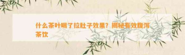 什么茶叶喝了拉肚子效果？揭秘有效腹泻茶饮