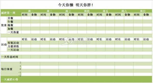 减肥记录表